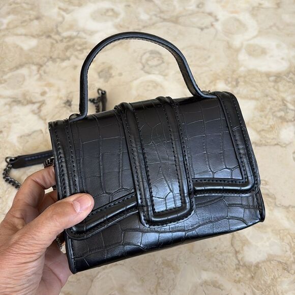 Zara Croc Embossed Vegan Leather Mini City Satchel Shoulder Bag - Picture 3 of 15